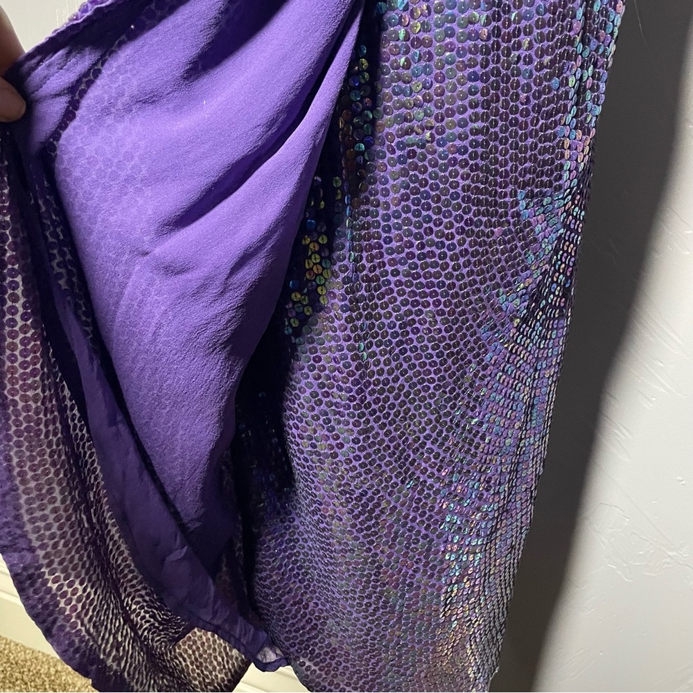 Vintage Silk & Sequins Purple Dress Hand Made - Picture 11 of 14